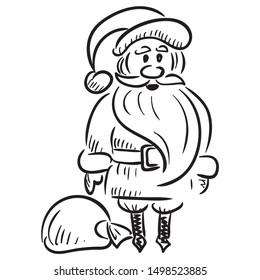 Cute Cartoon Santa Claus. Sketch. Vector Illustration