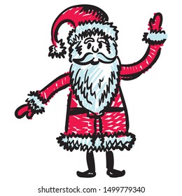 Cute cartoon Santa Claus. Sketch. Vector illustration