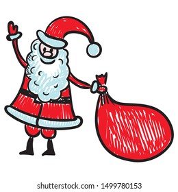 Cute cartoon Santa Claus. Sketch. Vector illustration