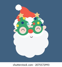 cute cartoon santa claus with tree glasses vector illustration for holiday apparels