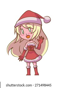 Cute Cartoon Santa Girl Blonde Hair