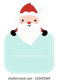 Cute cartoon Santa holding blank banner