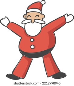 Cute cartoon santa with open arms smiling