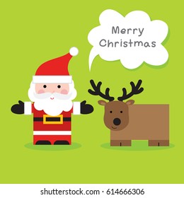 cute cartoon Santa and reindeer