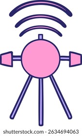 cute cartoon of a satellite in bright neon colors