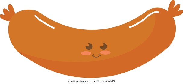 Lindas Salsicha de Desenho Animado com Rosto Sorridente Ilustração Plana
