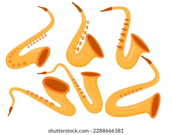 cute cartoon Saxophone. Musical instrument  hand drawn  style.