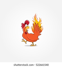 Cute cartoon scared rooster - the symbol of 2017 year