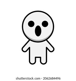 Cute cartoon scary ghost on white background