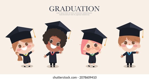 Cute cartoon scholarship graduation celebration character.