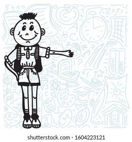 Cute cartoon school boy. Vector illustration