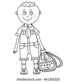 Cute cartoon school boy. Vector illustration.
