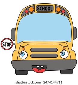 cute cartoon school bus yellow