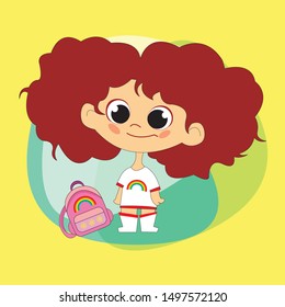 cute cartoon school girl vector