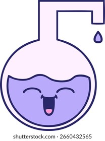 cute cartoon of a science experiment  in bright neon color