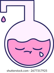 Caricatura linda de un experimento de la ciencia en color de neón brillante