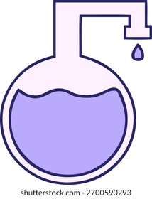 Caricatura linda de un experimento de la ciencia en color de neón brillante