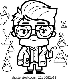 cute cartoon scientist Illustration vector graphic 