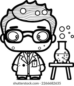 cute cartoon scientist Illustration vector graphic 