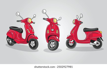 Cute Cartoon Scooter vector illustration