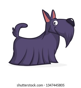 Cute cartoon scottish terrier. Vector black Scottie dog