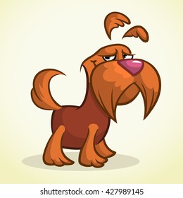 Cute cartoon scottish terrier. Vector brown Scottie dog