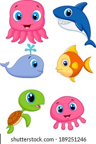 Cute cartoon sea animals