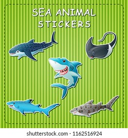 Cute cartoon sea animals on sticker