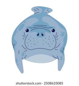 cute cartoon sea cow isolated