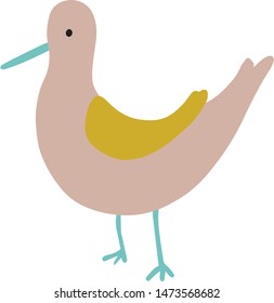 Cute cartoon sea gull concept. Childish print for nursery, kids apparel,poster, postcard. Vector Illustration