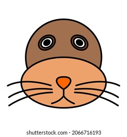 Cute Cartoon Sea Lion Face.vector Illustration