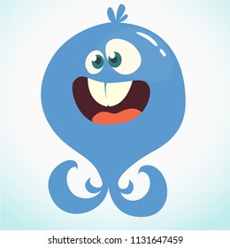 Cute cartoon sea or ocean octopus character. Vector illustration. Wild underwater animals illustration