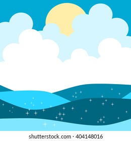 cute cartoon sea ocean vector illustration