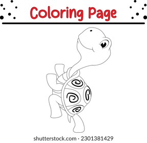 Cute cartoon sea turtle. turtle coloring book page