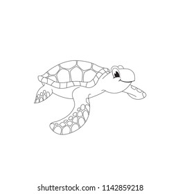 Cute cartoon sea turtle vector
