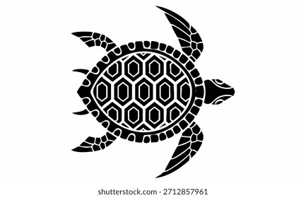 Diseño lindo de la Ilustración vectorial de la tortuga de mar de la historieta para el símbolo del patrón del tatuaje