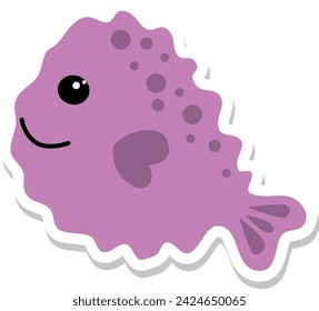 Cute cartoon sea urchin sticker. Perfect design for wallpaper, wrapping paper, for kids bedding, fabric, pillows, mugs.