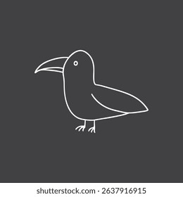 Cute Cartoon Seagull. Arctic, Polar animal. Creature image outline doodle icon. Vector Illustration.