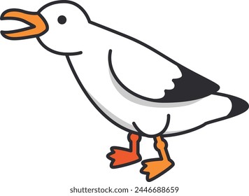 Cute cartoon seagull vector Illustration