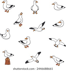 Ilustración vectorial de gaviota tierna