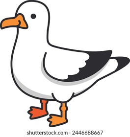 Cute cartoon seagull vector Illustration