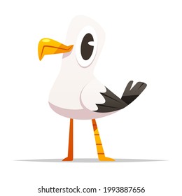 Cute cartoon seagull vector isolated illustration