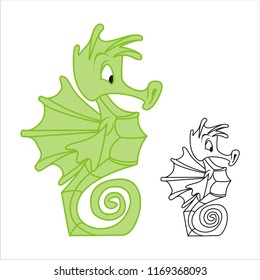 Cute cartoon seahorse