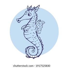 Cute Cartoon Seahorse. Isolated Vector Illustration.