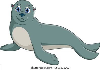 Cute cartoon seal animal isolated on white background