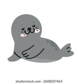 Cute cartoon seal doodle arctic