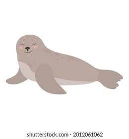 Cute cartoon seal, flat style illustration.