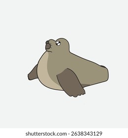 A cute cartoon seal looking upwards