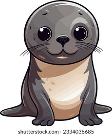 Cute cartoon Seal on transparent background