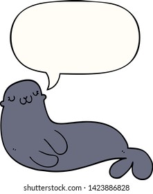 cute cartoon seal with speech bubble